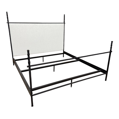 Benton Hand-Forged Iron Bed with Cushioned Headboard