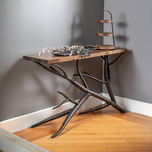 Urban Forge Driftwood Hand-Forged Iron Console Table