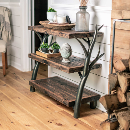 Urban Forge Driftwood Hand Forged Low Bookshelf
