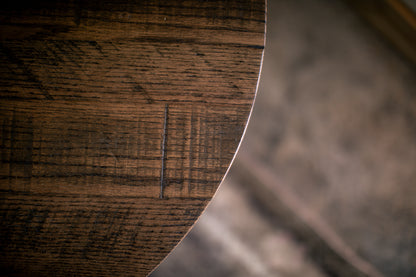 Close-up shot of the Urban Forge Driftwood side table oak top.