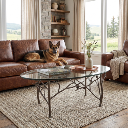 Evergreen Iron Oval Coffee Table