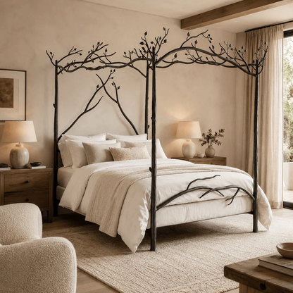 Forest Canopy Hand-Forged Iron Bed