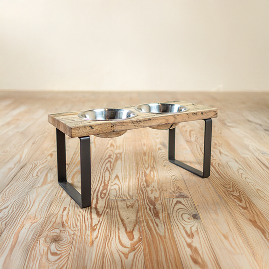 Urban Forge Reclaimed Wood and Iron Dog Feeder