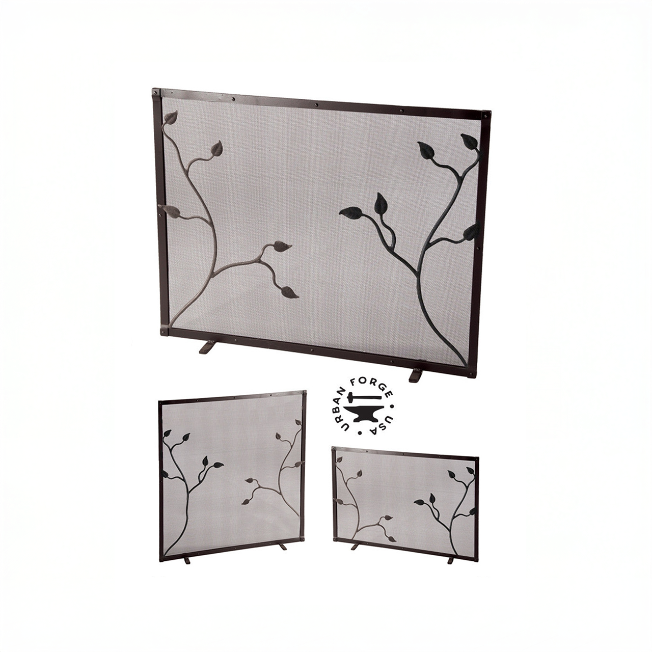 Urban Forge Custom Size Fair Oak Fire Screen