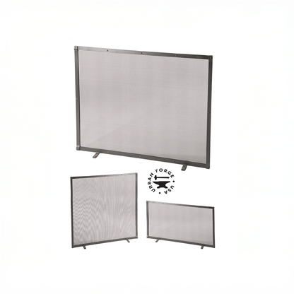 Urban Forge Custom Size Iron Fire Screen Full Faced Single Panel with Feet