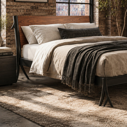 Driftwood Iron Platform Bed